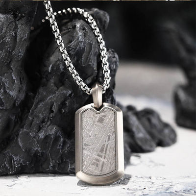 Meteorite extraterrestre con tag tag per cani in acciaio inox.