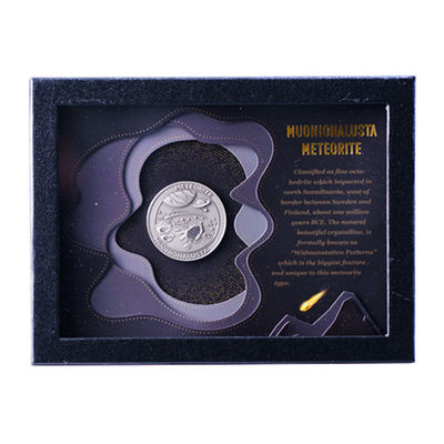 Scatola di visualizzazione di meteoriti rettangolari per monete Intaglio di pelle Scatola di vetro per collezionisti