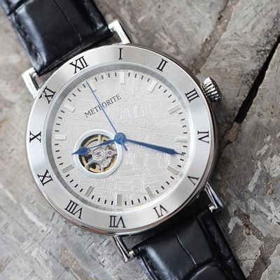 Orologio a quadrante di meteorite extraterrestre senza tempo 45 mm orologio automatico in pelle