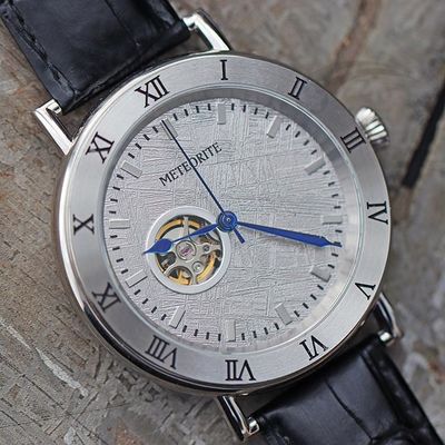 Orologio a quadrante di meteorite extraterrestre senza tempo 45 mm orologio automatico in pelle