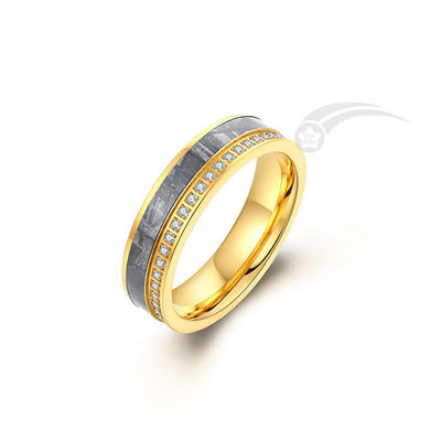 Circonia cubica e anello di banda di tungsteno di meteorite