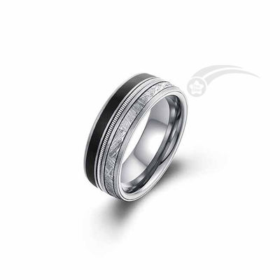 Anello di meteo di tungsteno Banda nuziale Guitar Wire con smalto nero