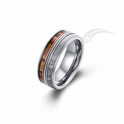 Anello di meteo di tungsteno Banda nuziale Guitar Wire con smalto nero