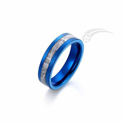 Anello di meteorite di tungsteno blu rivestito