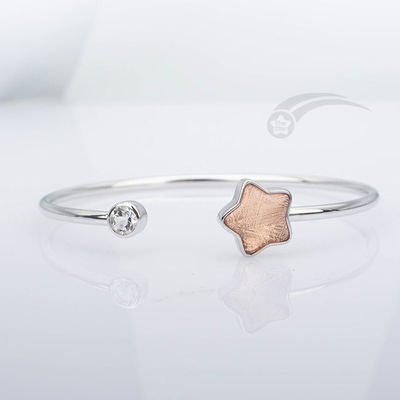 Moderno 925 Sterling Silver Meteorite Cuff Bracelet Forma Stellare