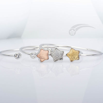 Moderno 925 Sterling Silver Meteorite Cuff Bracelet Forma Stellare