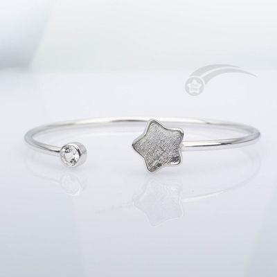 Moderno 925 Sterling Silver Meteorite Cuff Bracelet Forma Stellare