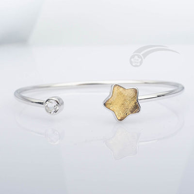 Moderno 925 Sterling Silver Meteorite Cuff Bracelet Forma Stellare