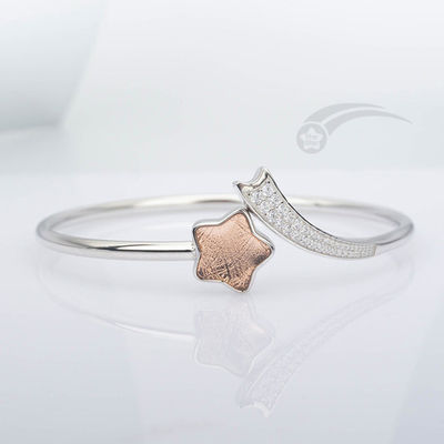Stile 925 Sterling Silver Meteorite Bracelet Femminile Shooting Star Bangle 12 mm