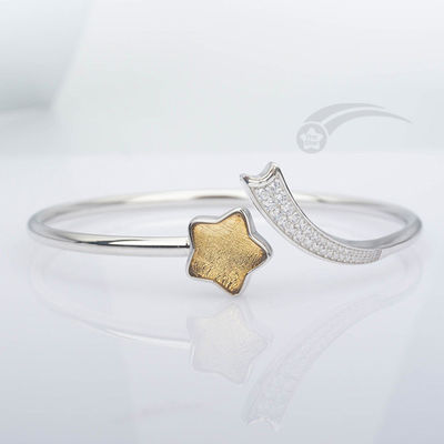 Stile 925 Sterling Silver Meteorite Bracelet Femminile Shooting Star Bangle 12 mm
