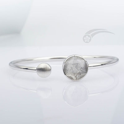 925 Sterling Silver Real Meteorite Bracelet Bracelet Stella di David 12mm regolabile