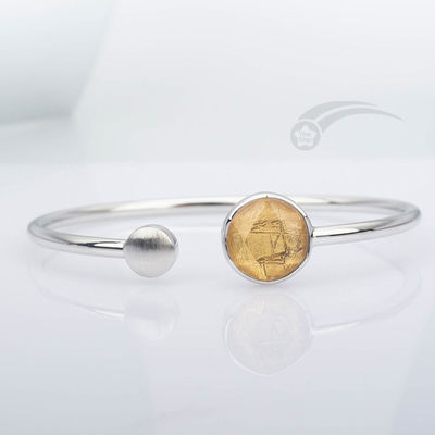925 Sterling Silver Real Meteorite Bracelet Bracelet Stella di David 12mm regolabile