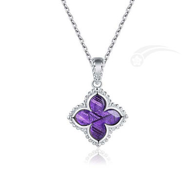 Ciondolo in argento sterling 925 con meteorite romantica a forma di fiore lilla, 12 mm