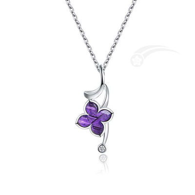 Collare di fiori di lila esotico romantico Meteorite 925 Sterling Silver 10mm