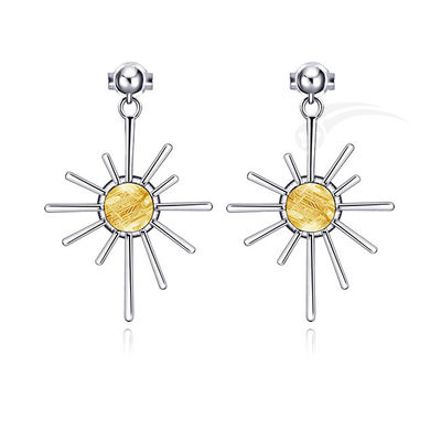 Meteorite a forma di sole 925 Gioielli in argento argento pendente orecchino 6mm rotondo