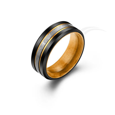 Distintivi anelli da sposa maschile Legno di quercia di meteorite all' interno