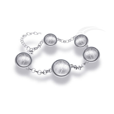 Squisito Meteorite 925 Sterling Silver Ball Bracelet Meteoriti fatti a mano Gioielli