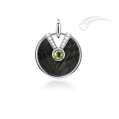 Lady Meteorite 925 Sterling Silver Love Lock Pendant con Moldavite naturale