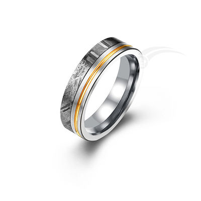 Circolare Edizione Limitata Anello di Nozze Meteorite Grigio Naturale Moderno