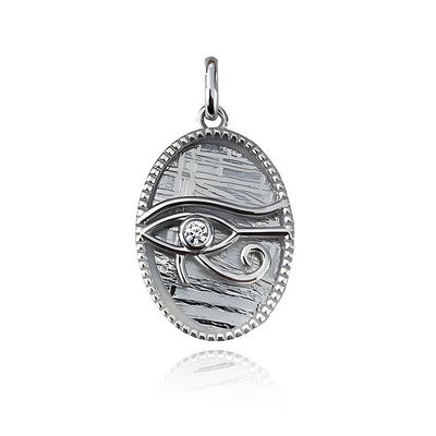 Squisito Meteorite di Ferro 925 Sterling Silver Eye Of Horus Pendente