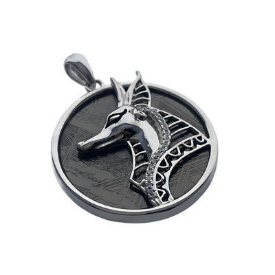 925 Sterling Silver Iron Anubis Meteorite Pendant Gioielli Uomo Stile esclusivo