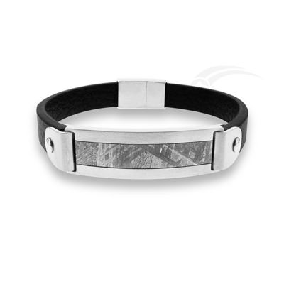 Braccialetto in pelle in acciaio inossidabile Galactic Meteorite Design contemporaneo