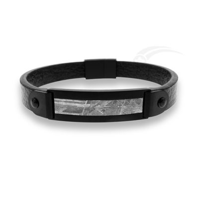 Braccialetto in pelle in acciaio inossidabile Galactic Meteorite Design contemporaneo